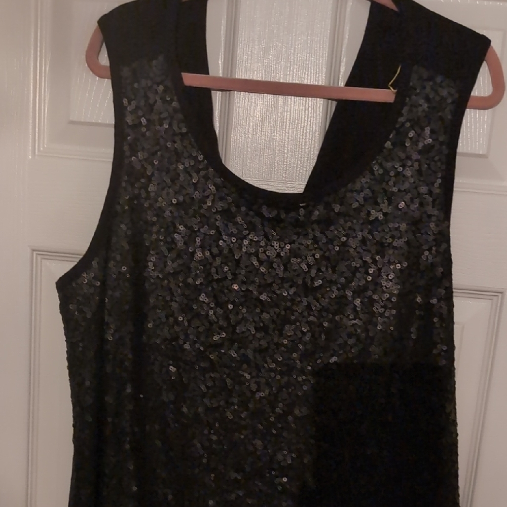 Lane Bryant Black Sequin Tank Top
